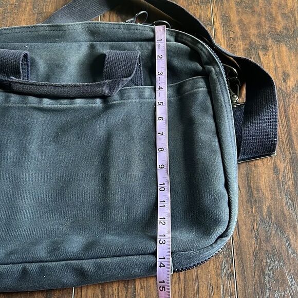 vtg made in USA Land's End canvas Messenger Bag navY blue nice fade in GUC - Picture 13 of 14